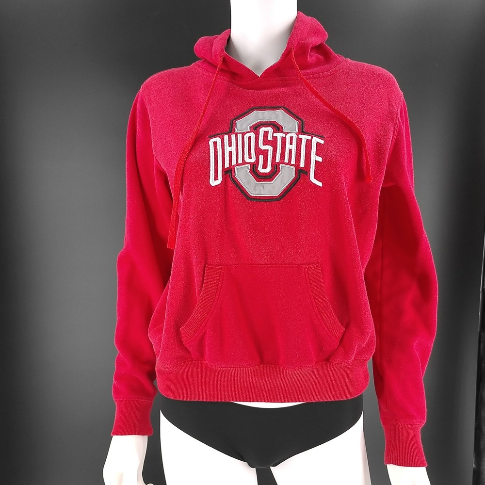 Ohio State Buckeyes Hoodie Womens Red Embroidered Fleece Sweatshirt Medium NCAA
